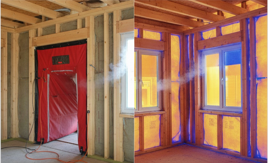 Проверка каркасного дома аэродверью: полное руководство по герметизации и энергоэффективности