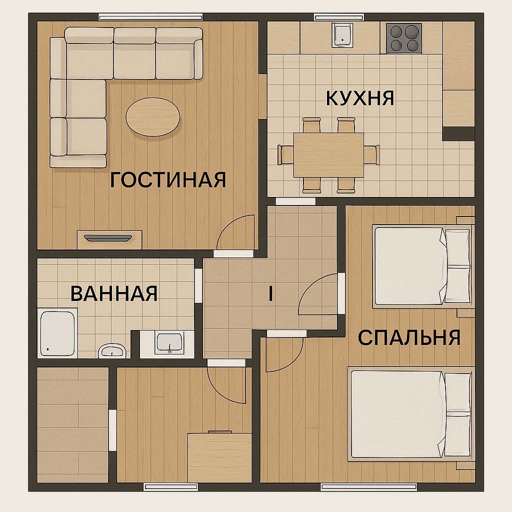 Размер и расположение комнат в доме